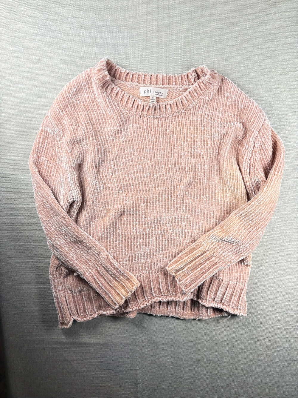 Philosophy Republic Clothing Women’s Small Pink Chenille Sweater Cozy Oversized